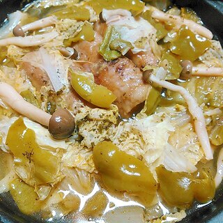 ししとう白菜しめじ肉巻蒸し